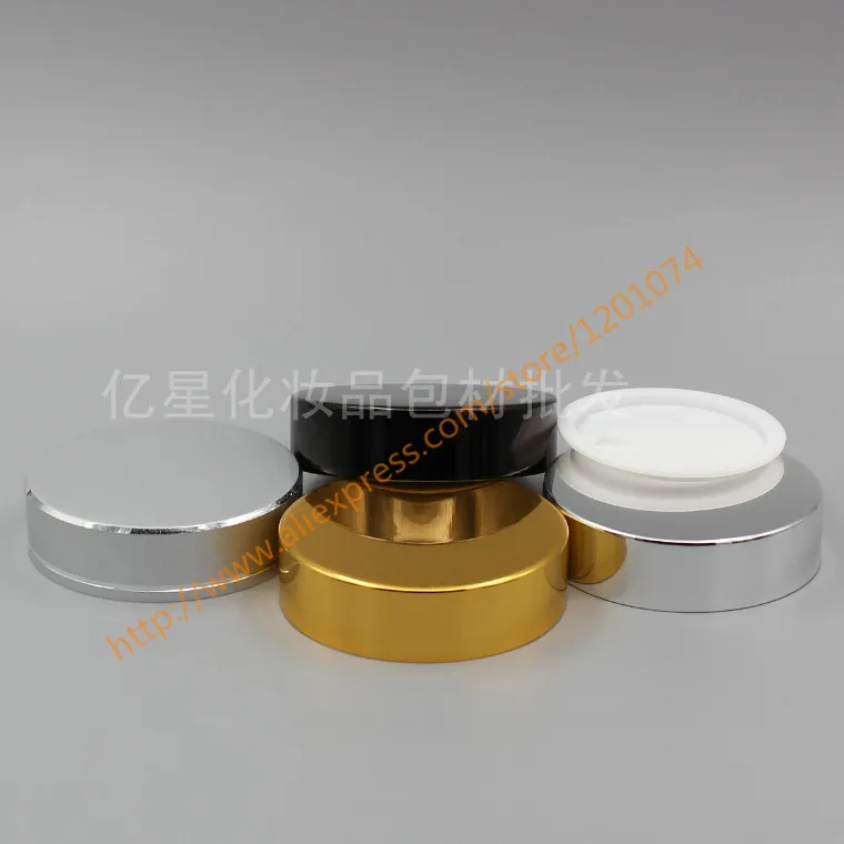 50 г зеленый Стекло банка для крема с блестящей серебряной/черный/золото/Матовая