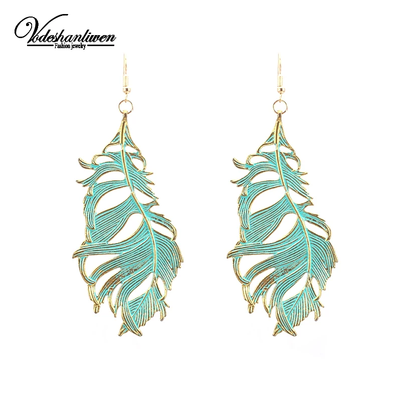 Vodeshanliwen новые винтажные металлические серьги модные макси эффектные Висячие для