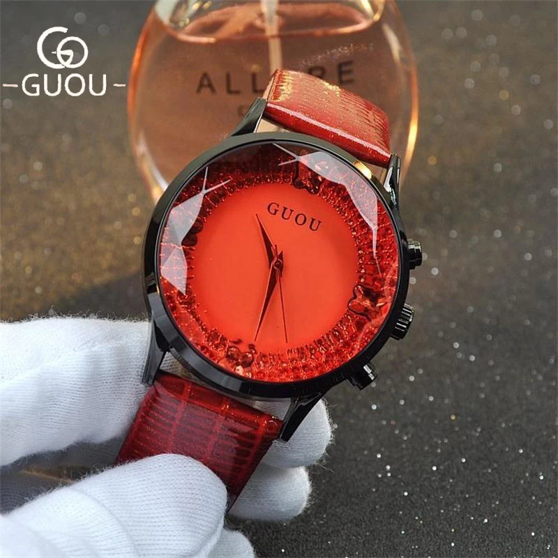 Женские Часы GUOU Reloj Mujer модные изысканные брендовые часы женские enuine с кожаными