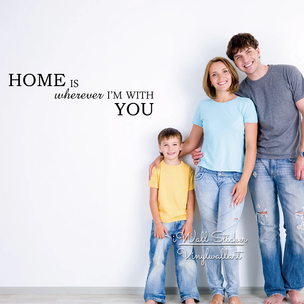 Family Quote Wall Sticker Creative Home Is Where I'm With You Decals DIY Cut Vinyl Removable Decors Q44 Дом и сад