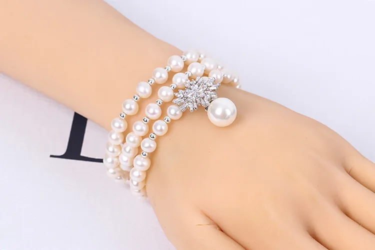 Естественный пресноводный жемчуг Браслеты для женщин YY Fine Jewelry полос S925 серебро
