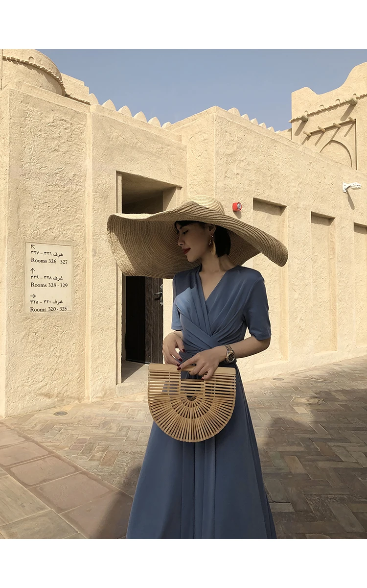 SMTHMA Летняя мода Vestidos женское сексуальное повседневное длинное платье с коротким рукавом и v-образным вырезом однотонное Макси платье