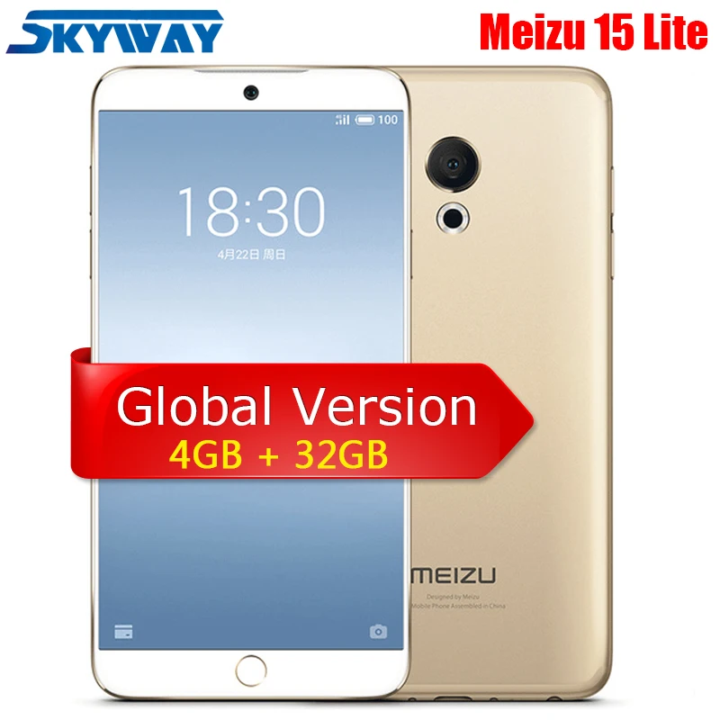 Глобальная версия MEIZU 15 Lite M15 4 аппарат не привязан к оператору сотовой связи, мобильный телефон, 4 Гб оперативной памяти, 32 Гб встроенной памяти, процессор Snapdragon 626 Octa Core 5,46 дюйма 1080x1920p Dual SIM на расстоянии до 20 м