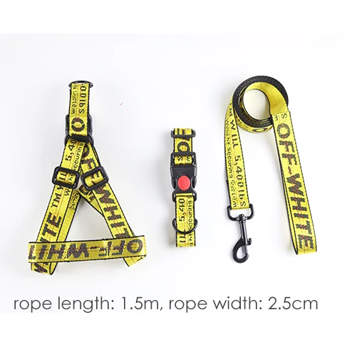 3pcs yellow Модный ошейник для собак, набор поводок для собаки, прочный регулируемый поводок для собаки, французский Бульдог домашнее животное - Цвет: 3pcs yellow