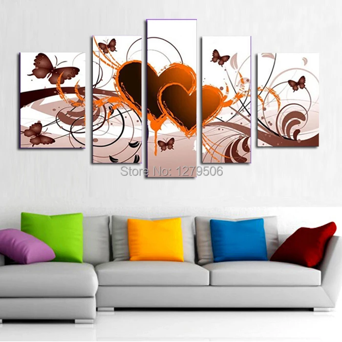 100% картина маслом ручная роспись панель картин любовь сердце на холсте для