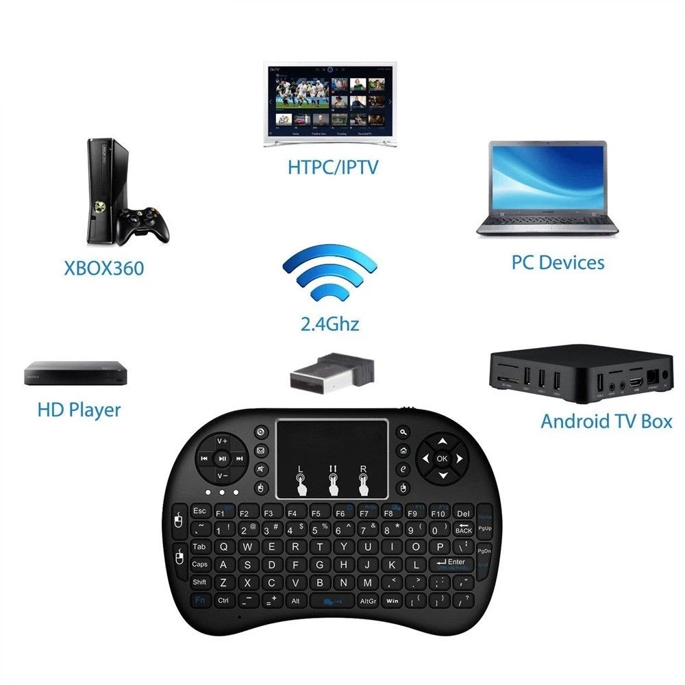 Мини ТВ 2,4 ГГц untuk тачпад Android английский беспроводной dengan I8 Клавиатура Fly Air mouse Mini i8 пульт дистанционного управления без подсветки