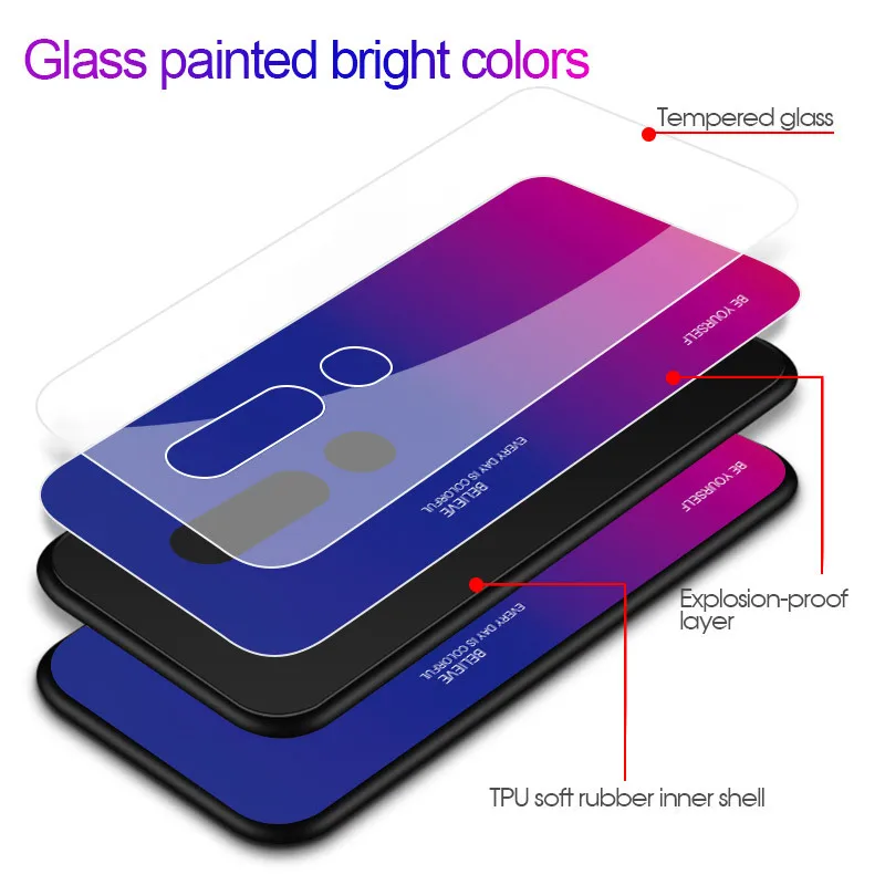 Для Oppo Reno Стандартные Стеклянные чехлы с защитой от царапин градиентное