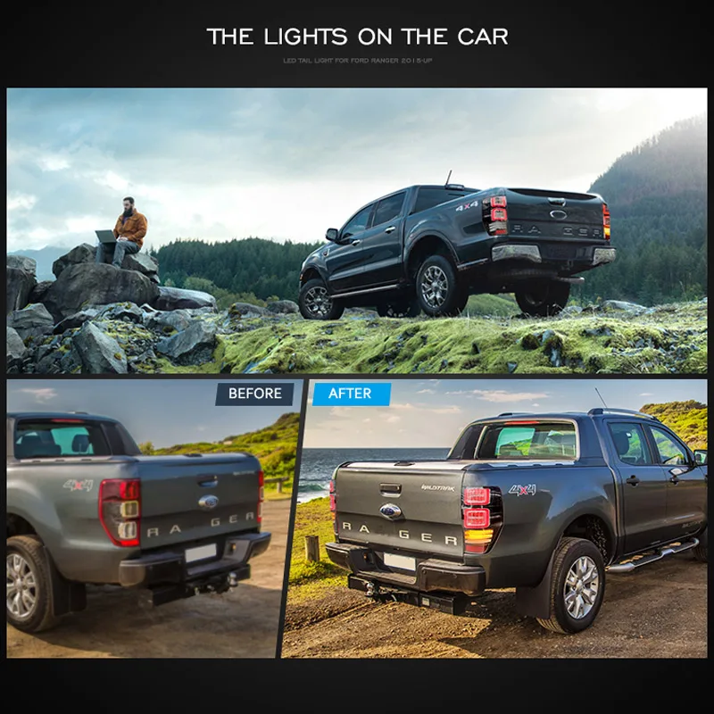 Светодиодный задний фонарь для Ford Ranger 2012- левый и правый светодиодный задний свет, обратный свет последовательного сигнала поворота