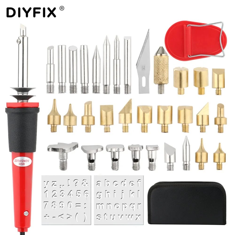 Регулируемый паяльник DIYFIX 37 в 1 пирографический инструмент для резьбы по дереву