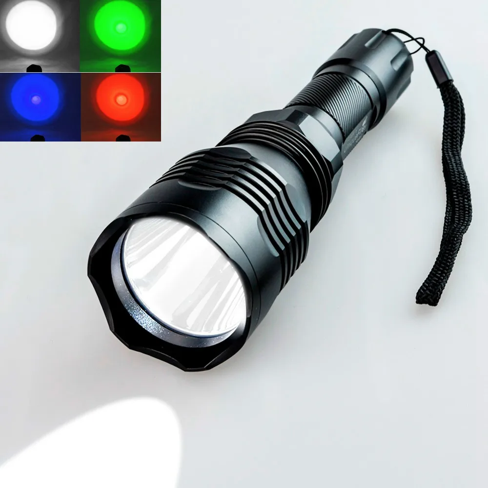 A Package Blue Светодио дный светодиодный тактический фонарь 18650 Long Range Красный Зеленый Белый Синий охотничий фонарь с мм 25 мм диаметр пистолет крепление+ переключатель давления - Испускаемый цвет: A Package Blue