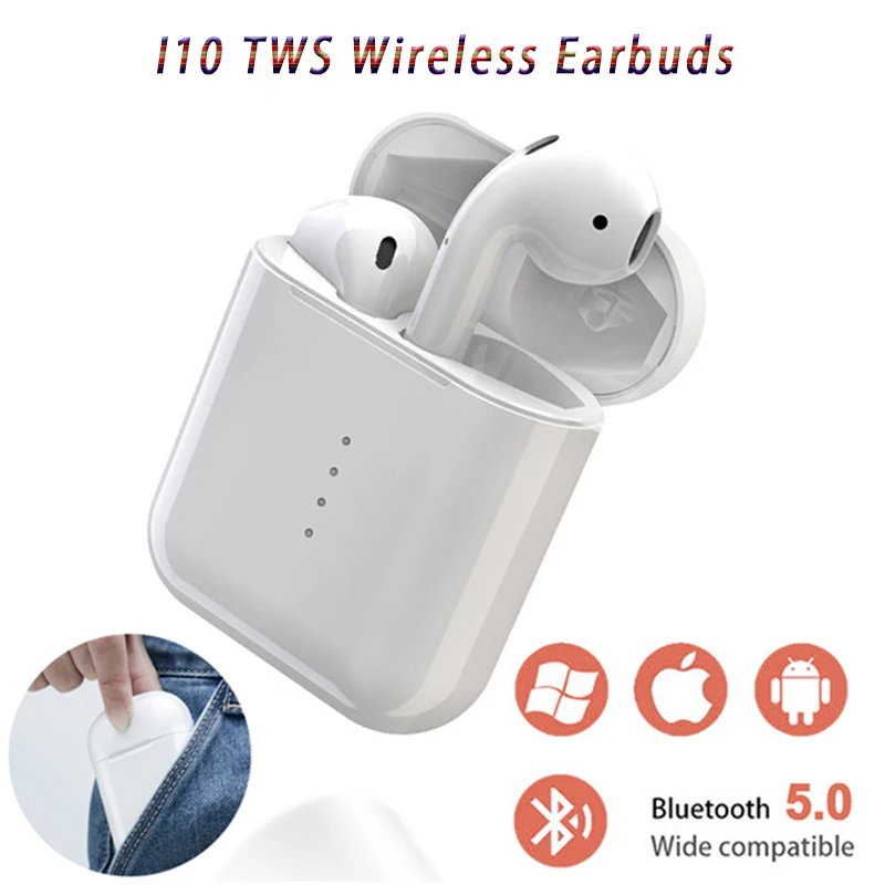 I10 наушники вкладыши TWS Bluetooth V5.0 сенсорный бинауральные стерео с 300 мАч Зарядная
