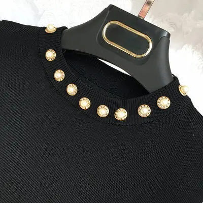 black 5 Черный, белый, летний, весенний, Модный женский тонкий свитер без рукавов, женский, подходит ко всему, с бусинами, с круглым вырезом, вязаный жилет для девочек, майки, топ на бретелях - Цвет: black 5