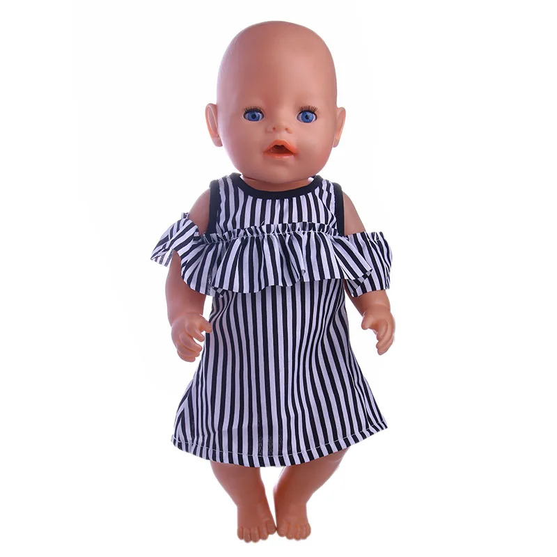 

Платье в черно-белую полоску подходит для куклы 43 см 18 дюймов, лучший рождественский подарок для детей