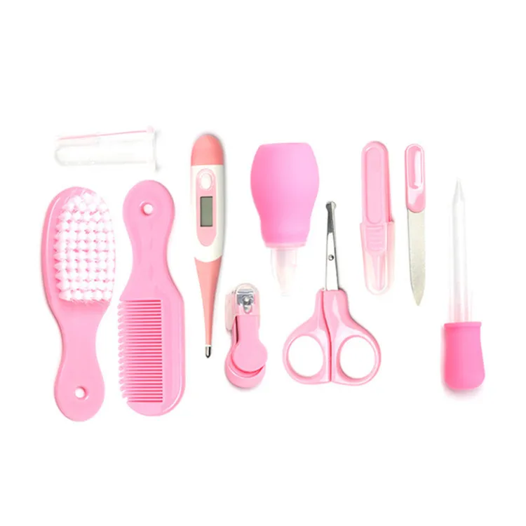 Pink 10Pcs 10 шт./компл. ногтей новорожденных ухода за волосами, уход за волосами, уход за волосами, комплект детский спасательный Портативный термометр кусачки для ногтей Уход за лошадьми кисть инструмент Наборы - Цвет: Pink 10Pcs
