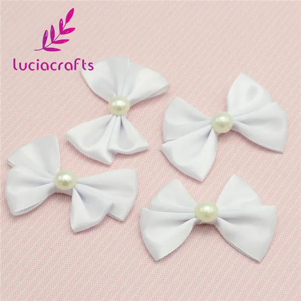 Lucia crafts, одноцветные жемчужные банты, для девочек, бутик, мини бант для волос, головной убор, сделай сам, одежда, ремесло, 12 шт./лот, приблизительно 40*60 мм, B0809
