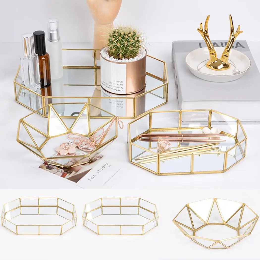 Креативный латунный стеклянный лоток для хранения ювелирных изделий