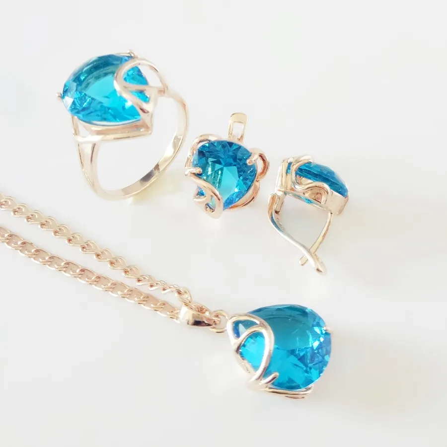 Роскошные свадебные ювелирные наборы розового золота Цвет комплект ювелирных