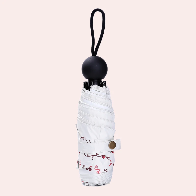 Mini Lovely Five Folding Umbrella for Easy Carry Color Coating Anti UV Durable Parasol Lady Sunny Rain Three | Аксессуары для