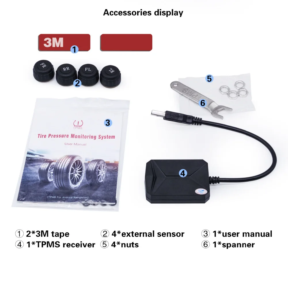 Радуясь USB автомобильный TPMS монитор давления в шинах Система сигнализации Комплект для Android DVD стерео Мультимедийный Плеер автоматическая система охранной сигнализации s