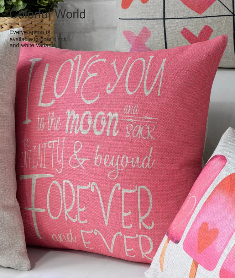 Розовый Божья коровка поцелуи подушки изо льна и хлопка на День Святого