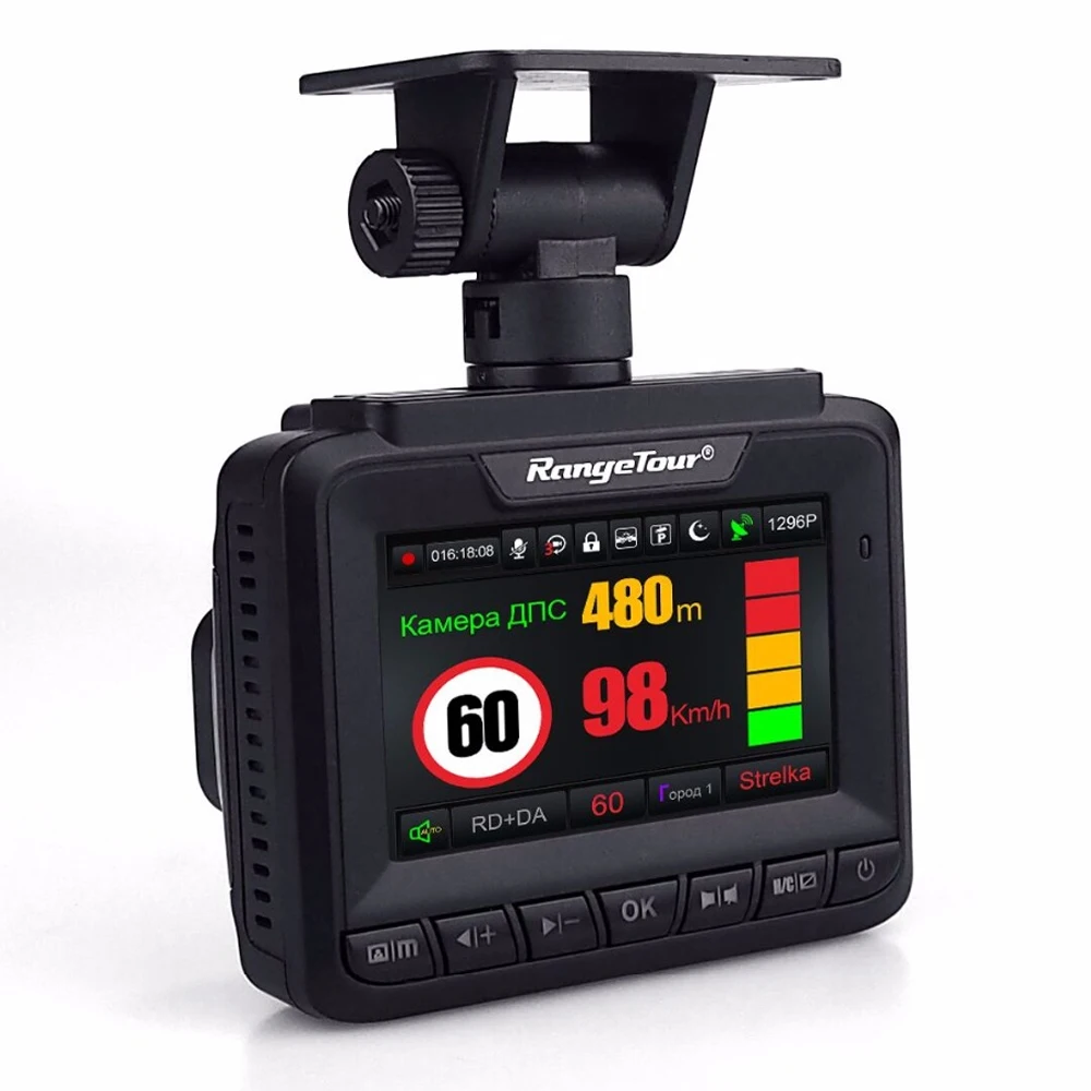Многоязычный GPS видеорегистратор антирадар Автомобильный 3 в 1 с двумя
