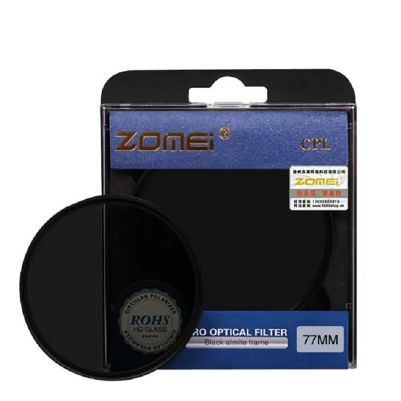 Круговой поляризационный фильтр Zomei CPL для объектива фотоаппарата Canon Eos Nikon Sony NEX