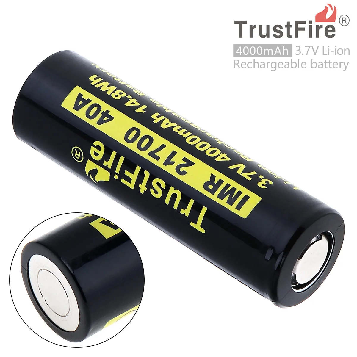 Аккумуляторная батарея TrustFire 21700 3 7 В 40А 4000 мА · ч 14 8 Вт литий ионный аккумулятор с