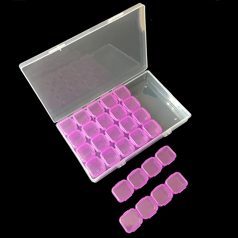 Пластиковая пустая коробка для хранения с 28 отделениями искусство ногтей стразы