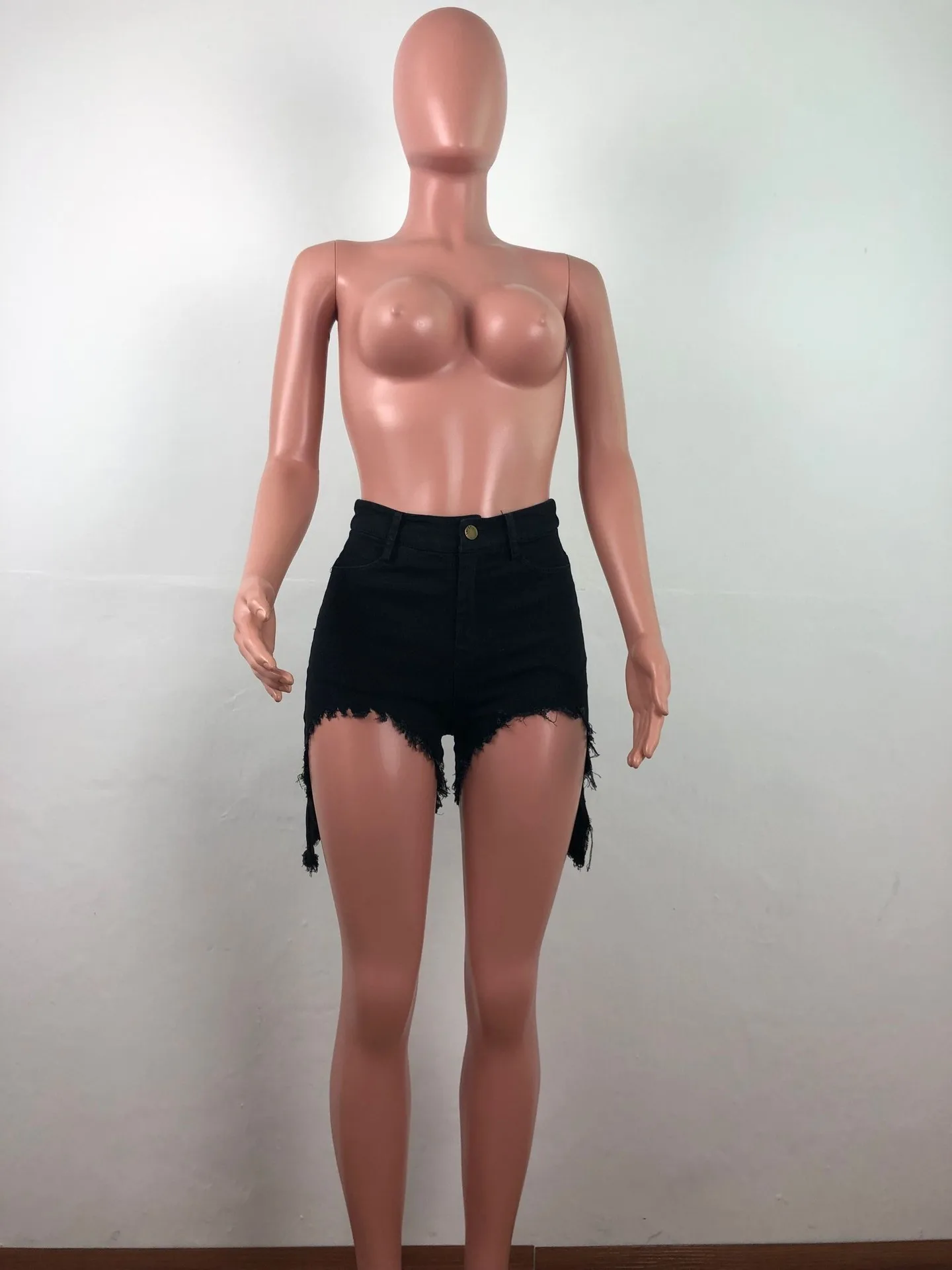 Модные офисные женские джинсовые шорты летние однотонные повседневные с высокой