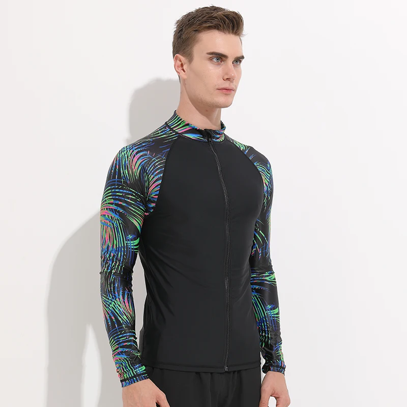 Мужская рубашка с длинным рукавом и молнией спереди UPF 50 +|Комбинезоны| |