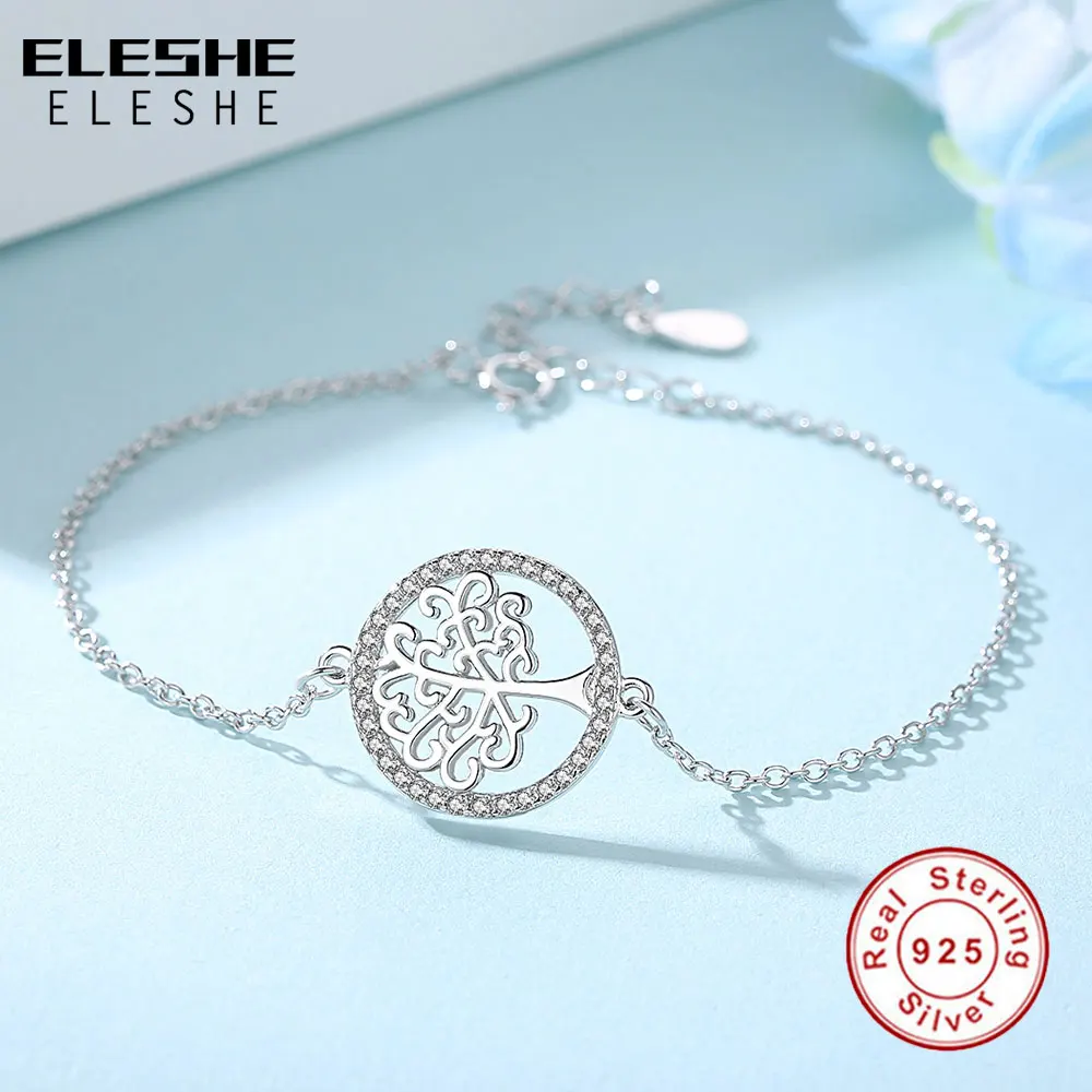 Женский браслет цепочка из серебра 925 пробы с кристаллами|tree of life bracelet|sterling silver925