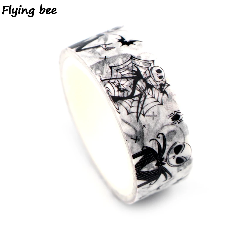 Flyingbee 15 мм X 5 м Бумага васи клейкие ленты кошмар перед Рождество, клейкие ленты DIY стикеры террор маскировки клейкие ленты X0338