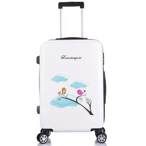 20 inch white Klqdzms 16/20/24 дюйма ПК скользящий Чемодан Spinner Марка чемодан на колесиках для путешествий чемодан Мода Мультфильм Чемодан серии - Цвет: 20 inch white