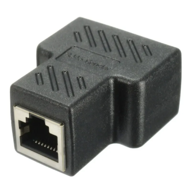 High Qaulity Plastic Copper Core 1 To 2 LAN RJ45 Connector Network Cable Splitter Extender Plug Adapter Black | Компьютеры и офис