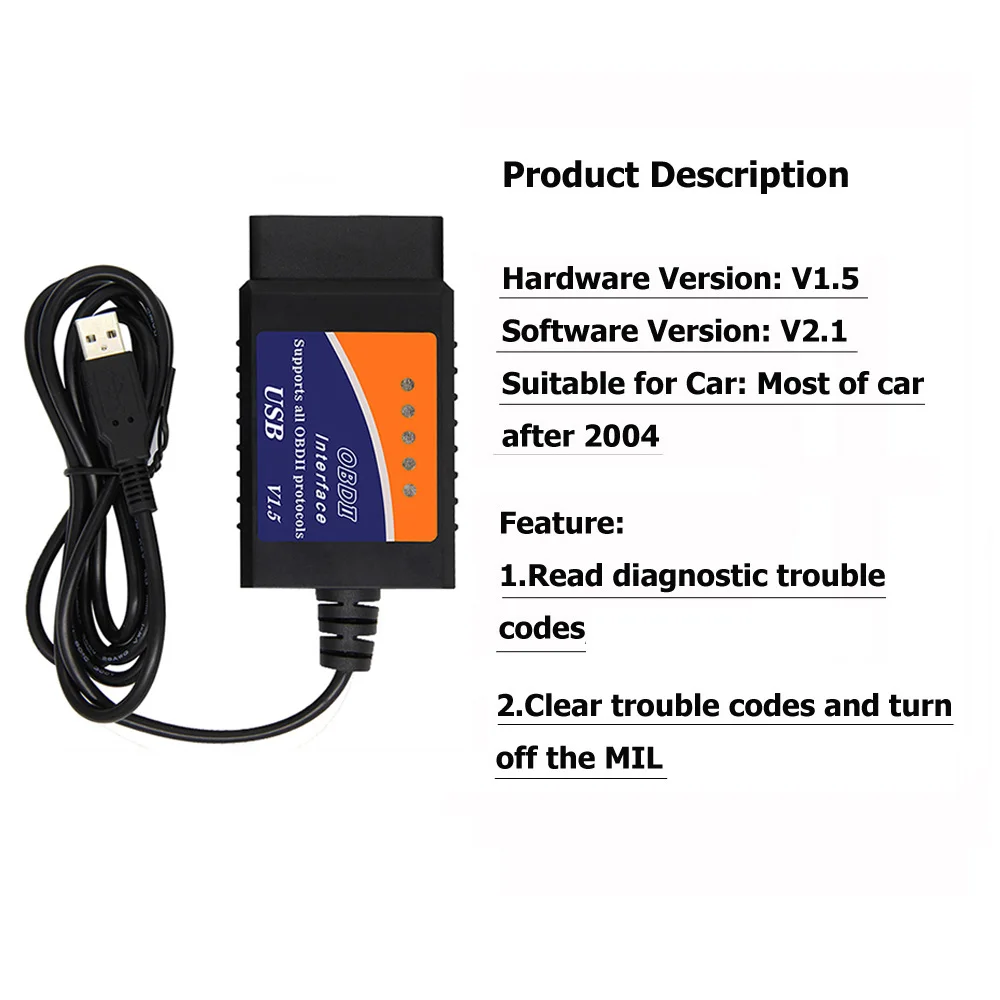 Elm327 USB OBD2 диагностический сканер для автомобилей 1 5 реальное оборудование Elm 327 V1.5