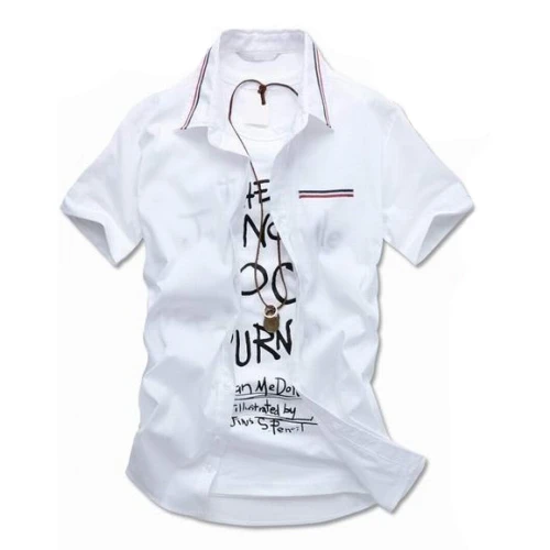 Fashion men's short-sleeved shirt Men and summer new British style Ribbon shirts 131096 | Мужская одежда