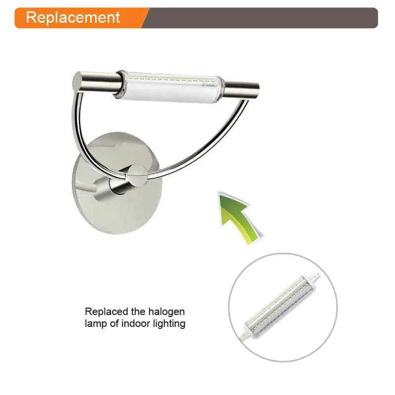50 шт./лот с регулируемой яркостью 10 Вт led R7S Свет 118 мм 360 градусов SMD2835 j118мм лампа