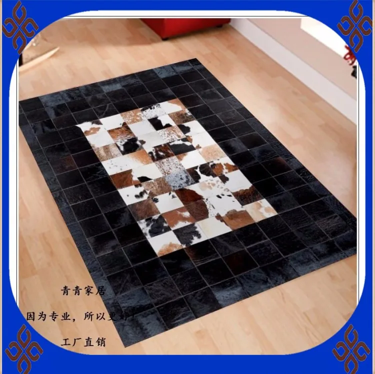 

Fashionable art carpet 100% natural genuine cowhide leather bathroom rugs