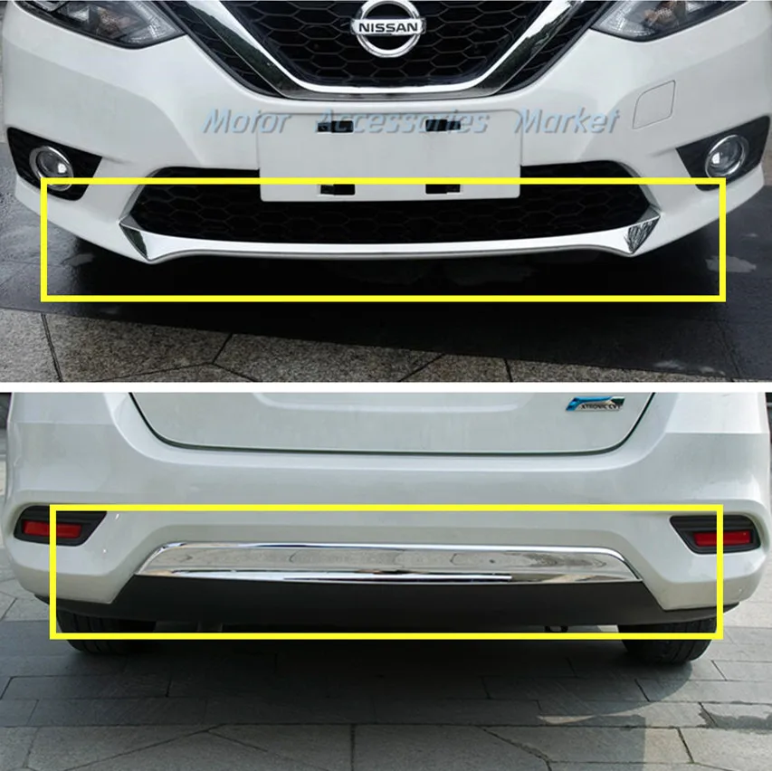 Новая хромированная накладка на передний и задний бампер для Nissan Sentra 2016 2017 2018|front