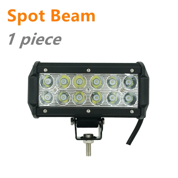 1PCS 36W Spot Beam 18 Вт, 36 Вт, 72 Вт, 108 ВТ, 126 Вт, 180 Вт, двухрядный прямой светодиодный рабочий свет для внедорожников, вездеходов, автомобилей, лодок, грузовиков, внедорожников, 4WD 4x4 Trator, светодиодная противотуманная фара - Цвет: 1PCS 36W Spot Beam