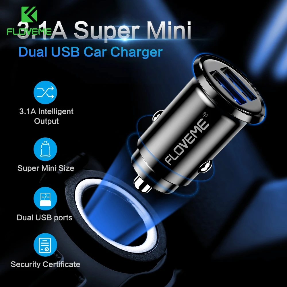 Зарядное устройство FLOVEME автомобильное с двумя USB портами 3 1 А|Зарядные