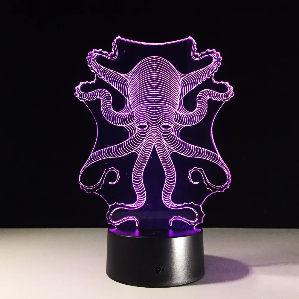 Осьминог 3D светодиодный настольный светильник USB сенсорный как прикроватный 7