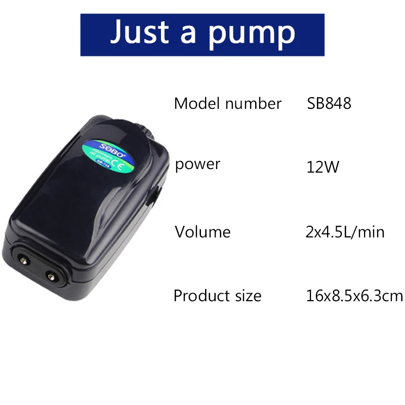 SB-848 just a pump SOBO высококачественный Тихий Регулируемый воздушный насос для аквариума кислородный воздушный насос 8 Вт 12 Вт прочный корпус 220~ 240 В управление воздушным потоком с помощью переключателя - Цвет: SB-848 just a pump