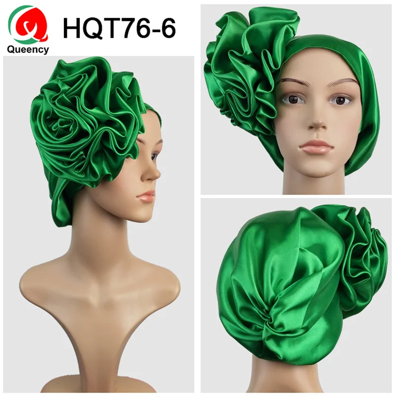 HQT76 Queency Африканский Новое поступление Роза-галстук атласная геле уже связали голову обертка готов носить Авто геле