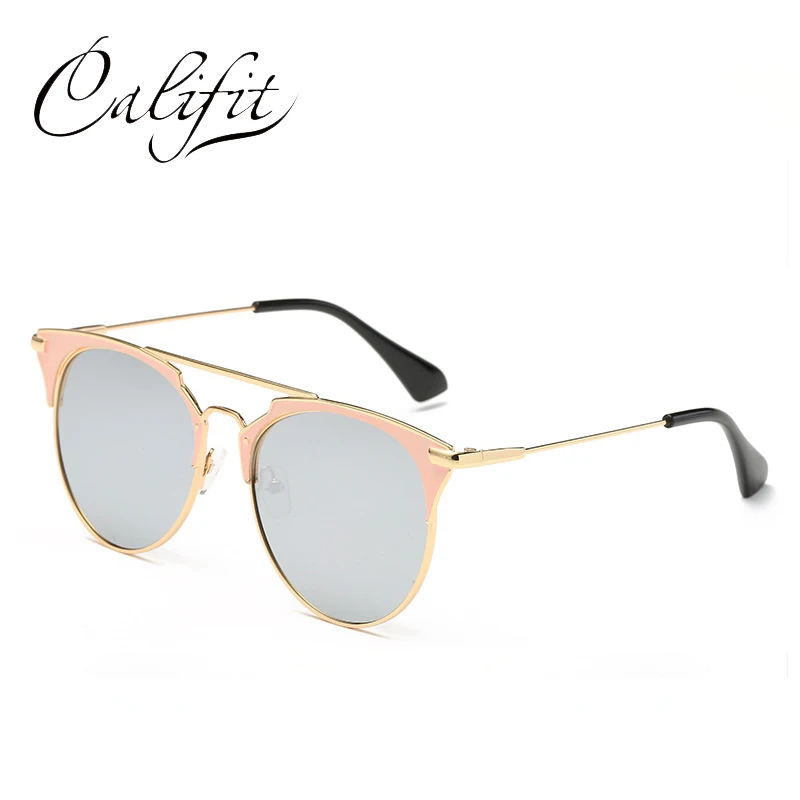CALIFIT модные трендовые пилотные солнцезащитные очки для женщин с заклепками