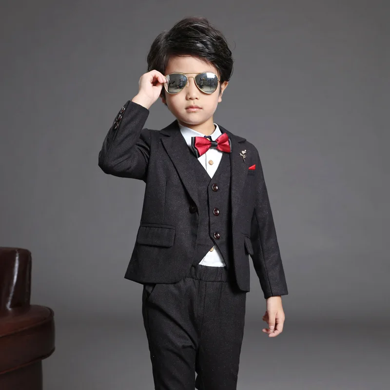 

2018 New Children Suit Baby Boys Suits Kids Blazer Boys Formal Suit For Weddings Boys Clothes Set Jackets+Vest+Pants 3pcs 2-12Y