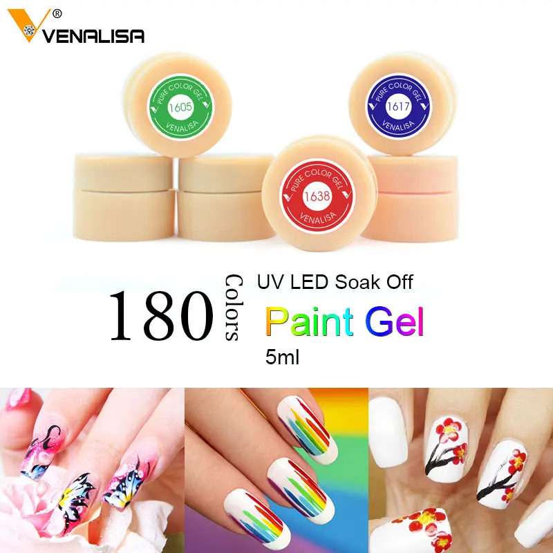 Фабрика canni питания Venalisa дизайн ногтей 2 в 1 УФ/светодио дный led Soak Off 141 цвета 5 мл