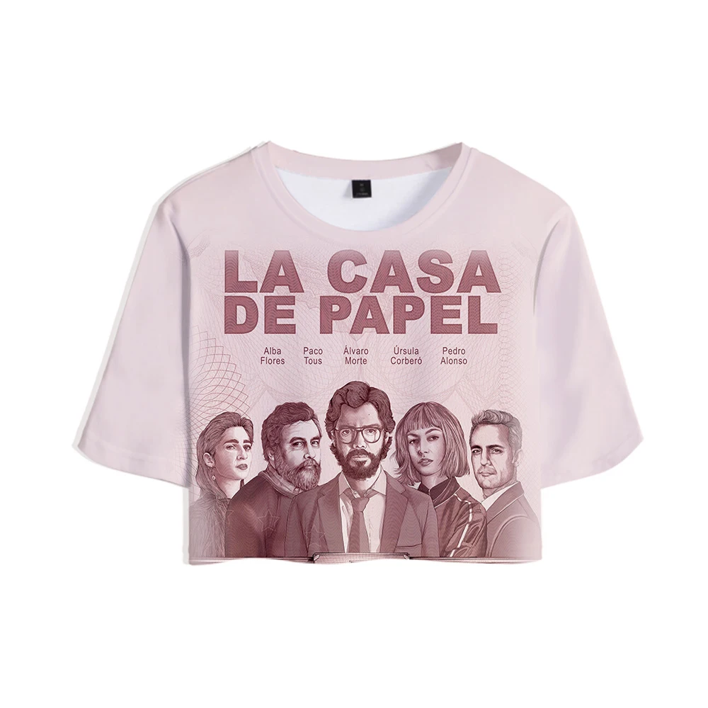 ТВ серии денег La casa de papel 2019 Новый 3D топы культур для девочек футболка с короткими
