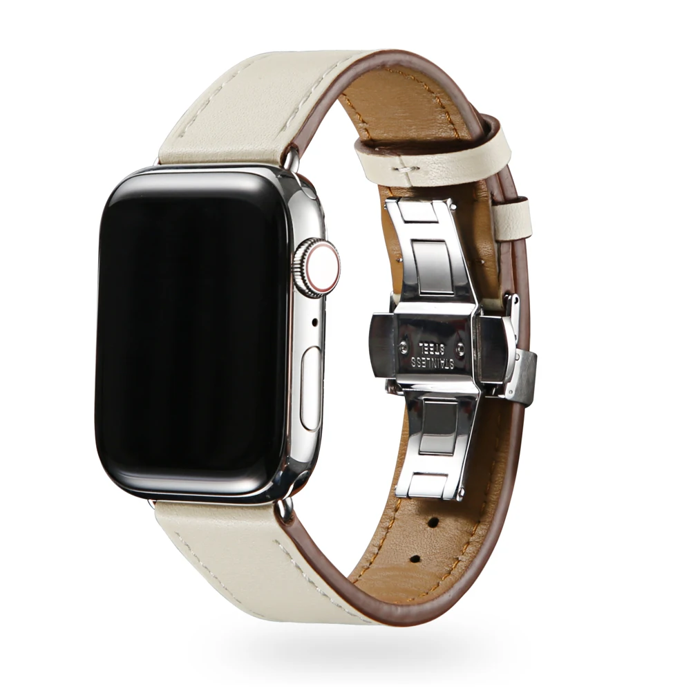 Кожаный ремешок для Apple watch band 4 44 мм 40 мм aplle iwatch correa 42 мм 38 мм 3 2 Бабочка Пряжка ремешок для наручных часов браслет ремень