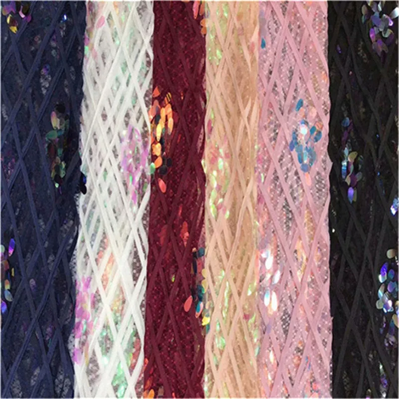Африканская белая сетчатая кружевная ткань с блестками 2019 стиль Нигерия блестки